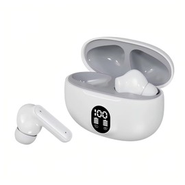 Wireless Earbuds, Bluetooth, Dual LED Display, V5.3, Headphone in Ear, ENC Noise Cancelling Mic, 30H Playtime, HiFi Stereo Deep Bass Quality Sound, IP7 Waterproof, USB- C Fast Charge (White)