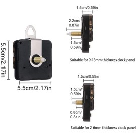 Quartz Clock Movement,2Pack Long Shaft Silent Clock Mechanism with 6 Different Pairs of Hands, Wall Clock Mechanism Parts Motor Replacement DIY Repair Parts