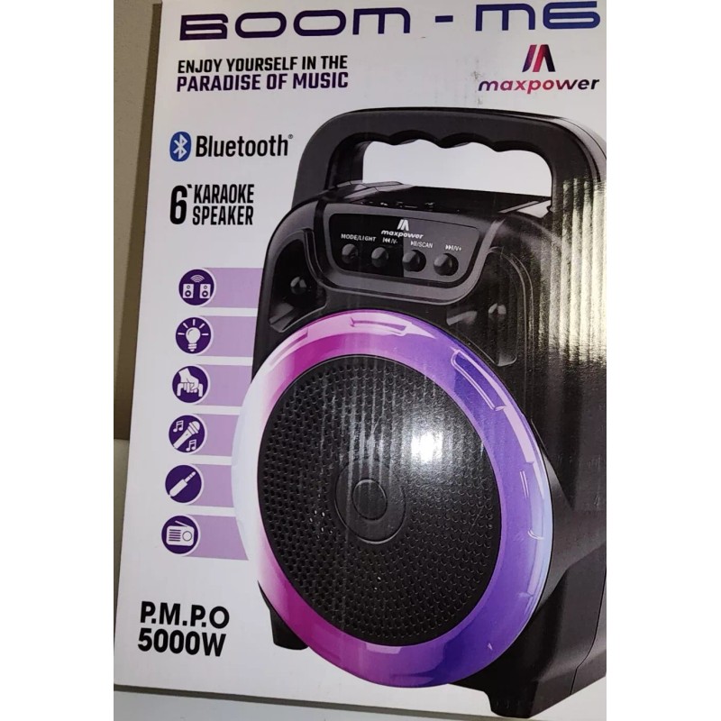 Maxpower BOOM M6 6" Portable Karaoke speaker with LED lights