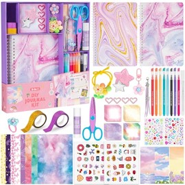 QIYVLOS Paquete de 2 Kit de Diario DIY para Niñas, Juguetes de Diario para Edades de 8 a 13 años, Artes y Manualidades, Juego de Papelería de Cumpleaños, Regalos para Niñas Adolescentes de 8, 9, 10