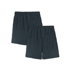 Fruit of the Loom Men's Eversoft Cotton Shorts with Pockets (S-4XL), 2 Pack - Black Heather, Medium