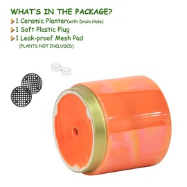 Gepege Peach Indoor Plant Pots for Plants, Large Ceramic Planter with Drainage Hole, 9.6-inch Succulent Orchid Flower Pot - Rainbow Pearl Glaze