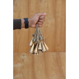 NARRY CRAFT Handmade Rustic Lucky Hanging Bells on Rope, Tin XSmall Jingle Bell Cluster Set, Christmas Tree Bell Decoration (10, Cone)