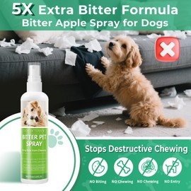 Virmate No Chew Spray for Dogs and Cats, Bitter Anti-Chew Dog Deterrent & Training Aid to Stop Chewing, Licking, Marking & Protects Furniture,Indoor & Outdoor Use –5.92 fl oz