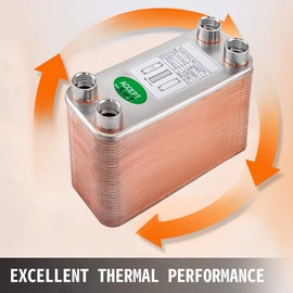 Happybuy 1/2" BSP FPT Ports Brazed Plate Heat Exchanger - 60 Plate, Stainless Steel 316L. For Hydronic System Heating.