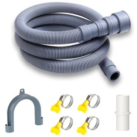 10 Ft Universal Washing Machine Drain Hose, Flexible Washer Drain Hose,Dishwasher Drain Hose Extension Kit,Extension Kit Corrugated Dishwasher Hose with 4 Clamps 1 Adapter 1 U-Bend Holder