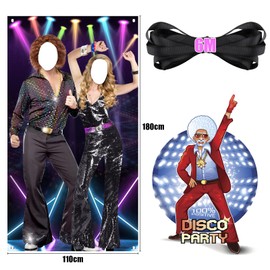 70s 80s Disco Party Photo Wall Photo Background Dance Party Photo Props Banner Vintage Theme Party Decoration Accessories for Door Wall Dance Evening 100 x 180 cm with Rope (Disco)