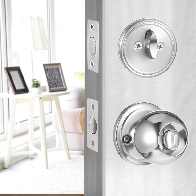 Qulkws 2 Sets Entry Door Knob Entry Dead Bolt Level