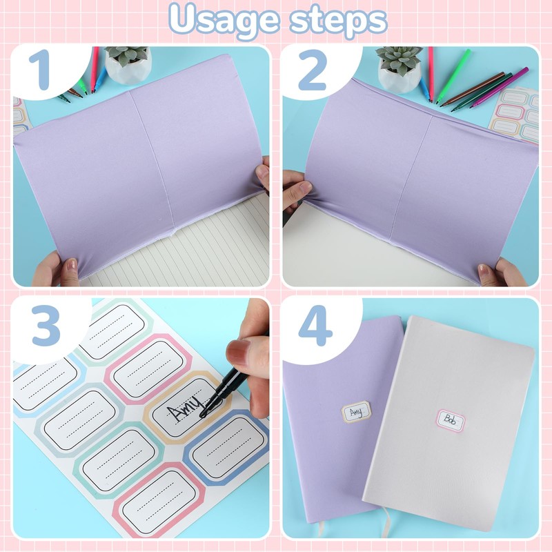 QOUBAI Jumbo Stretchable Book Covers 12PCS Reusable Fabric Book Covers