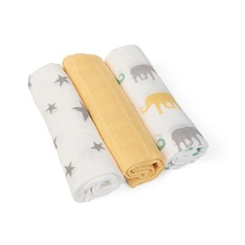 Grünspecht Care / Wash Cloths 30 x 30 cm 100% Cotton Burp Cloths, Wash Cloths without Optical Brighteners, Skin-Friendly & Absorbent, Pack of 6, Mango, Stars, Elephants (1501-V2)