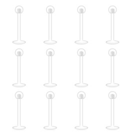 Briana Williams Clear Cartilage Earring-12pcs 16G Clear Acrylic Bioflex Tragus Retainer Lip Rings Nose Studs Labret Monroe Ear Helix Earring Clear 12mm Ball Top