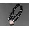 ElisaJewelryArt - Natural Pink Quartz Heart Pendant Black Onyx Stone