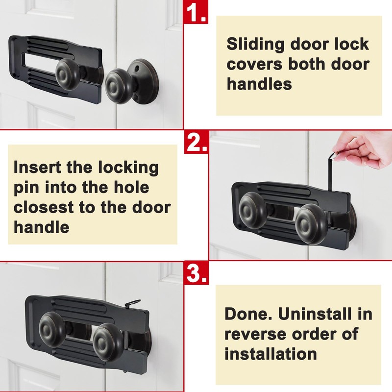 French Door Lock Childproof | Adjustable Double Door Reinforcement Lock