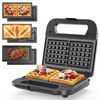 3 in 1 Electric Sandwich Maker with Removable Nonstick Plates