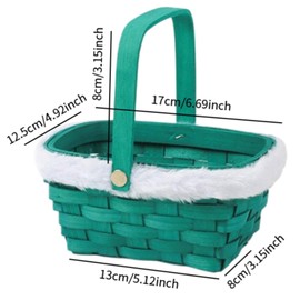 Harilla Christmas Gift Basket, Christmas Carrier Basket, Creative Empty Basket with Handle, Lightweight New Year Party Supplies Party Gift Basket, Green with Packaging