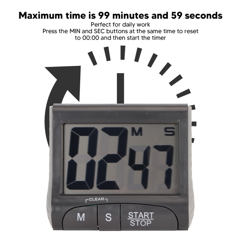 Pack of 2 Digital Timer, Magnetic Timer Clock, Short Timer,
