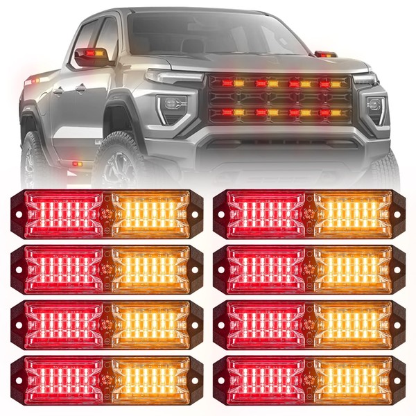 ELECHOI 8pcs 12-LED Emergency Strobe Light Ultra Slim Grille Flashing