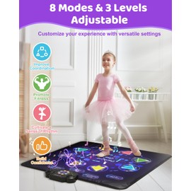 Gleamkid Dance Game Mat for Kids, LED Light-Up 8-Button Dance Pad with Adjustable Volume, Built-in Music, Bluetooth Function, 8 Modes and 3 Difficulty Levels, for Kids Age 3-12