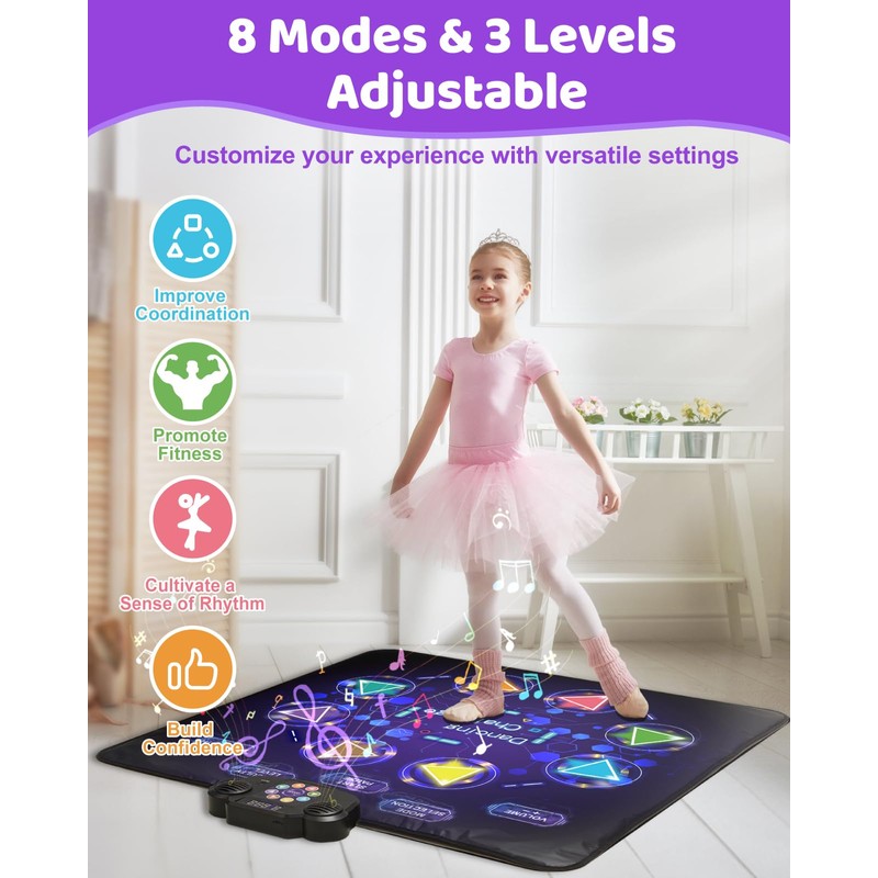 Gleamkid Dance Game Mat for Kids, LED Light-Up 8-Button Dance