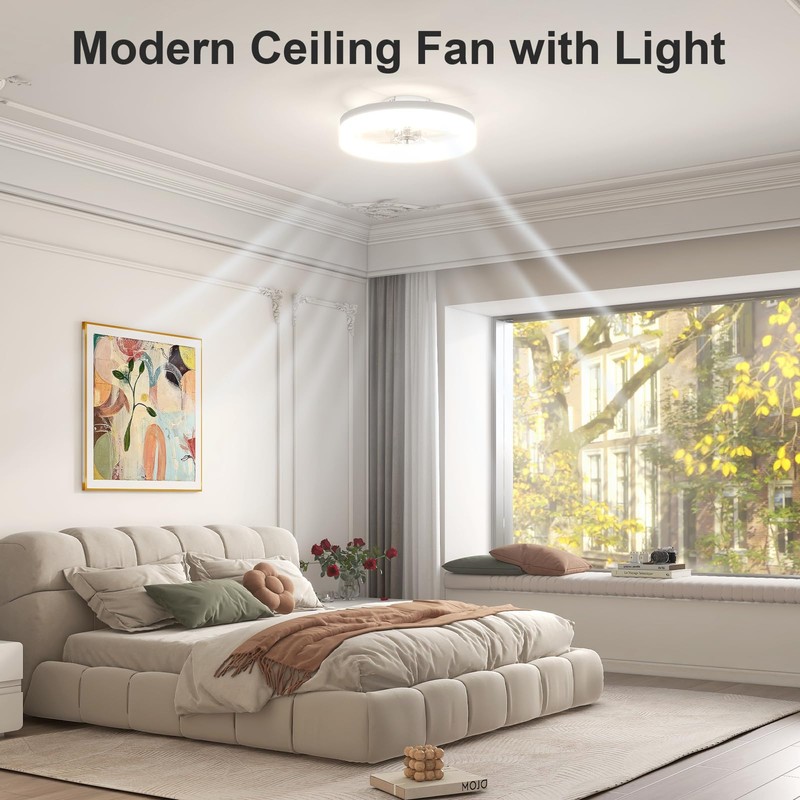 VOLISUN Low Profile Ceiling Fans with Lights and Remote,15.7in Modern