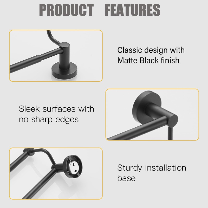 BESy Adjustable 16-26 Inches Double Bath Towel Bar for Bathroom