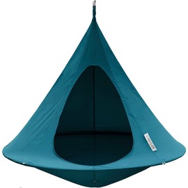 Single Cacoon Hanging Chair – Cozy Indoor/Outdoor Hammock with Polyester Canvas, 440 lb Capacity, Includes 18ft Rope & Carabiner (Bayou Breeze)