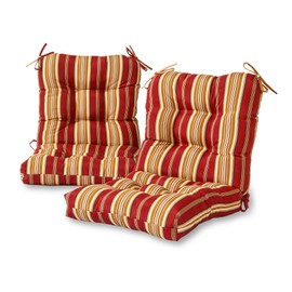 Greendale Home Fashions Outdoor Seat/Back Chair Cushion, 2 Count (Pack of 1), Tuscan Stripe