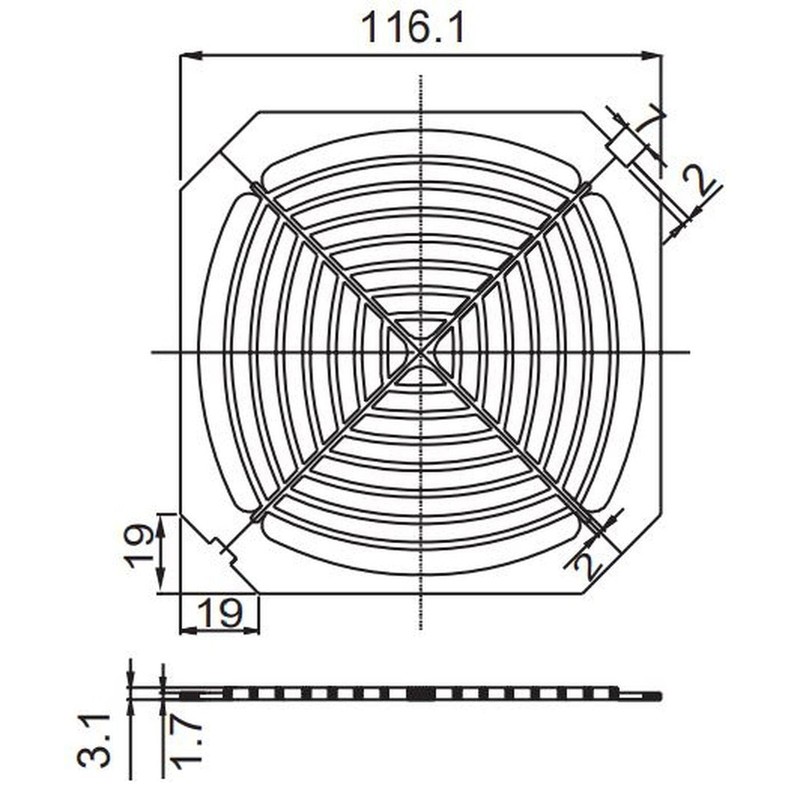 Plastic Fan Grille with Filter Insert 120 x 120 mm