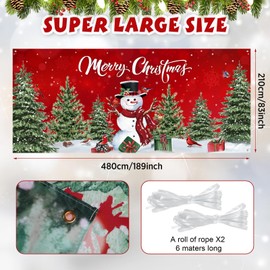WovWeave Christmas Garage Door Cover - 7 x 16 ft Winter Xmas Garage Backdrop with Snowman Theme