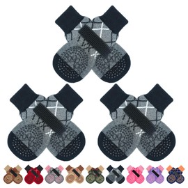 BINGPET Dog Socks, 6 Pieces, 9 Colors, Cat Poss Protection, Anti-slip Socks, Dog Shoes, Soft, Pet Socks, Fall Prevention, Indoor Use, Difficult to Fall Out, Cute, Fashionable S, S/M / ML, XL Size