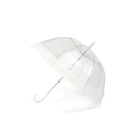 Jollybrolly Clear Dome Umbrellas Wedding PVC Transparent Canopy Coloured White Stripe Matching Tip and Handle Stripe Manual Open Close