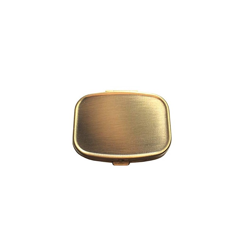 Classic Brass Daily Pocket Travel Sized Pill Box Case with