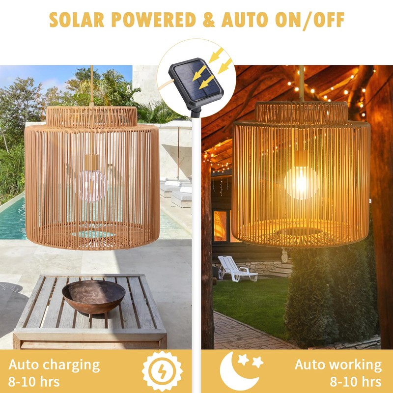 Solar Pendant Light Outdoor Hanging Lantern Solar Outdoor Chandelier with