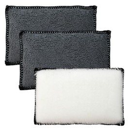 ZIMISI 3PCS Car Interior Scrubbing Sponges, 5.5"×3.9" Microfiber Auto Cleaning Applicator Pad, Detailing Scrub Sponge for Vehicle Leather Seat, Vinyl, Plastic, Upholstery (White/Dark Grey)