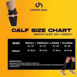 Kalb Copper Compression Sleeves Copper Heal 1 Pair Exercise Calf Muscle Strains (XL)