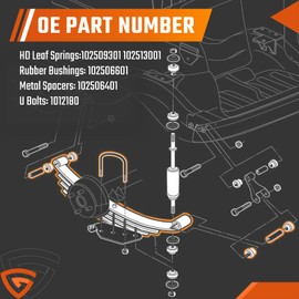 Golf Cart Heavy Duty 4-Leaf Rear Leaf Spring Kit fit for Club Car Precedent/Onward/Tempo 2004-up, with Bushings Sleeves U Bolts, Replace OEM 102509301 102513001