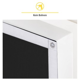 Eurohome Sun Protection Roof Window Roller Blind, No Drilling, Blackout Blind with Suction Cups for Roof Window