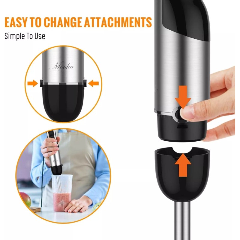 MOOKA 1100W 5-in-1 Immersion Hand Blender Handheld Stick Blender 12
