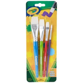 Crayola Large Paint Brushes (4ct), Kids Paint Brush Set, Thin & Thick Paint Brushes, for Acrylic, Tempera, Water Based Paint, Ages 3+
