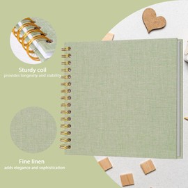 Cherrich Small Scrapbook 8x8 Inch, Linen Photo Album Mini Scrap Book, Kraft White Pages Memory Book for Wedding, Baby, Family, Graduation, Travel, Dog, Vacation