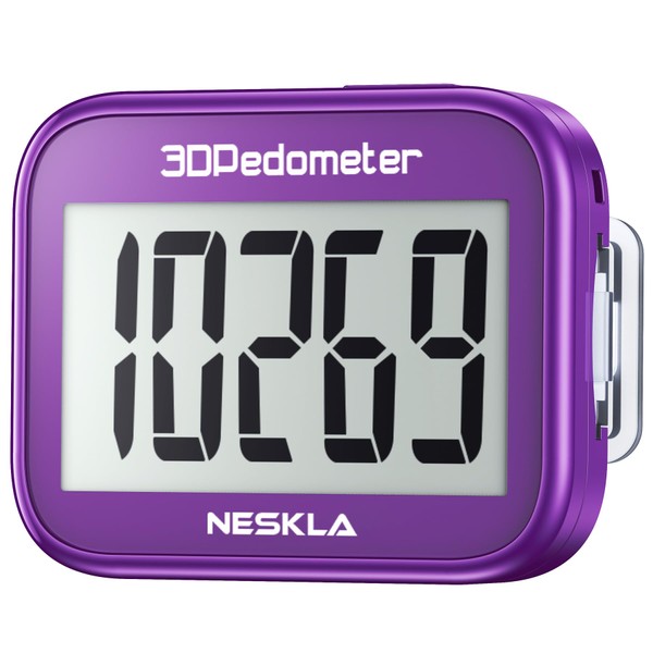 NESKLA 3D Pedometer for Walking, Simple Step Counter with Large