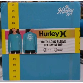 Hurley Youth Girl's Long Sleeve UPF 50+ Moisture Wicking Swim Top Sz 5/6 NWT