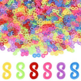 Connector S Clips Pack of 500 Loom Bands Clasps Colourful Rubber Loops Tool Refill S Clips Loops Bracelet Plastic Loops for Connecting Loom Band Bracelets Jewellery Accessories (Colourful)