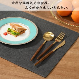 Junichiya Placemat Fabric, Cotton, Linen, Double Layer Fabric, Washable, Solid, Japanese Style, Flexible, Anti-Slip, Insulated, Stylish, Table Mat, Easy to Clean (Width 18.9 x Height 13.0 inches (48 x