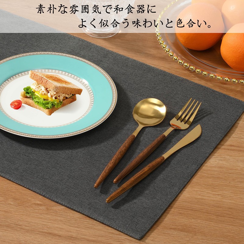 Junichiya Placemat Fabric, Cotton, Linen, Double Layer Fabric, Washable, Solid,