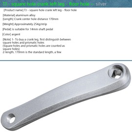 QIAMNI Bike Crank Arm Set Left 170mm Aluminum Single Speed MTB Crankset (Square Hole/Diamond Hole) (Rhombic Hole, Silver)