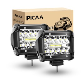 PICAA LED Work Light 2 x 4 Inch 60 W Three Rows LED Light Bar 12 V 24 V 6000 K LED Additional Headlight Bar Spot Floodlight Combination LED Work Light Bar for SUV Offroad ATV UTV Tractor 4 x 4