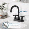 Cinwiny Matte Black 4 Inch centerset Bathroom Faucet Double Cross