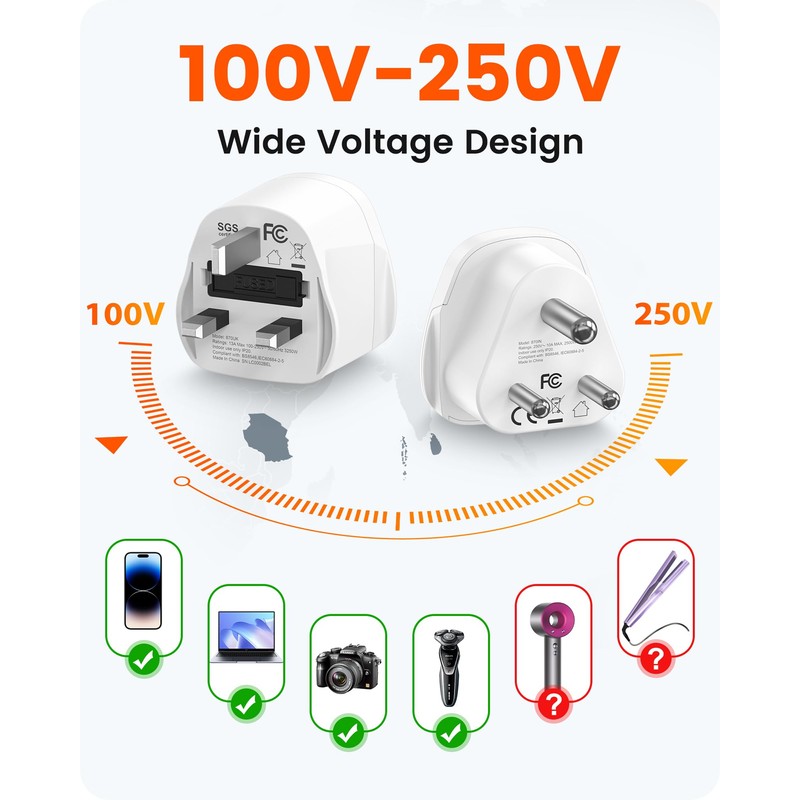 LENCENT Type D and G Travel Adapter Plug Adapter for