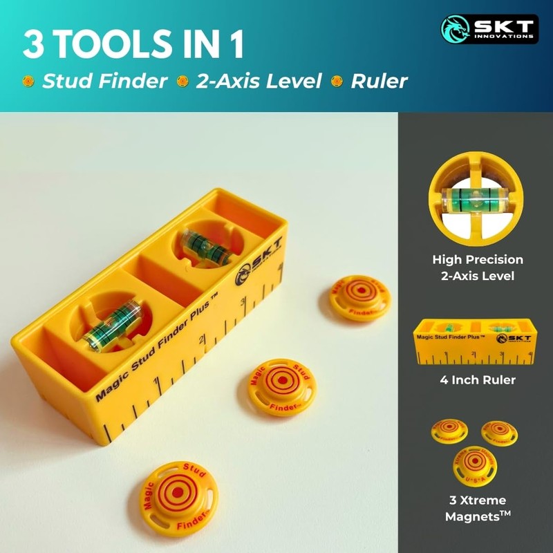 Magic Stud Finder Plus – 3-in-1 Magnetic Stud Finder with